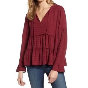Lucky Brand Red Peasant Top XL